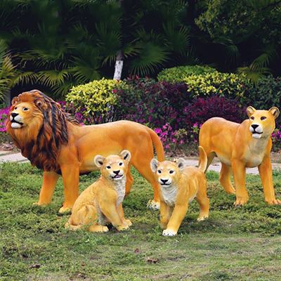 King lion group fiberglass sculptures